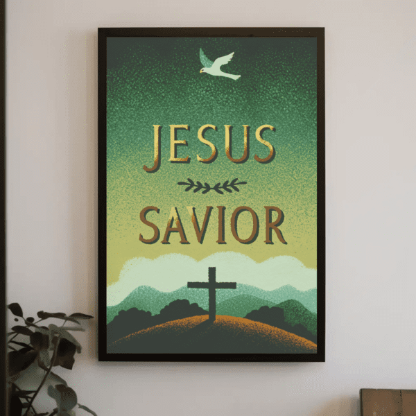 "Jesus Savior" Textured Christian Printable Art | Acts 4:12 Inspired Faith Poster | Scripture Wall Decor | Bold Faith Home Decor Gift | Instant Digital Download