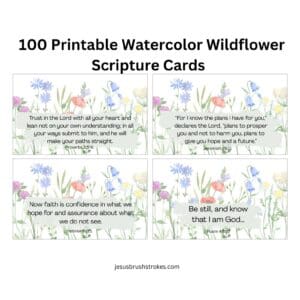100 Printable Watercolor Wildflower Scripture Cards | Instant Download | Floral Bible Verse Encouragement Set